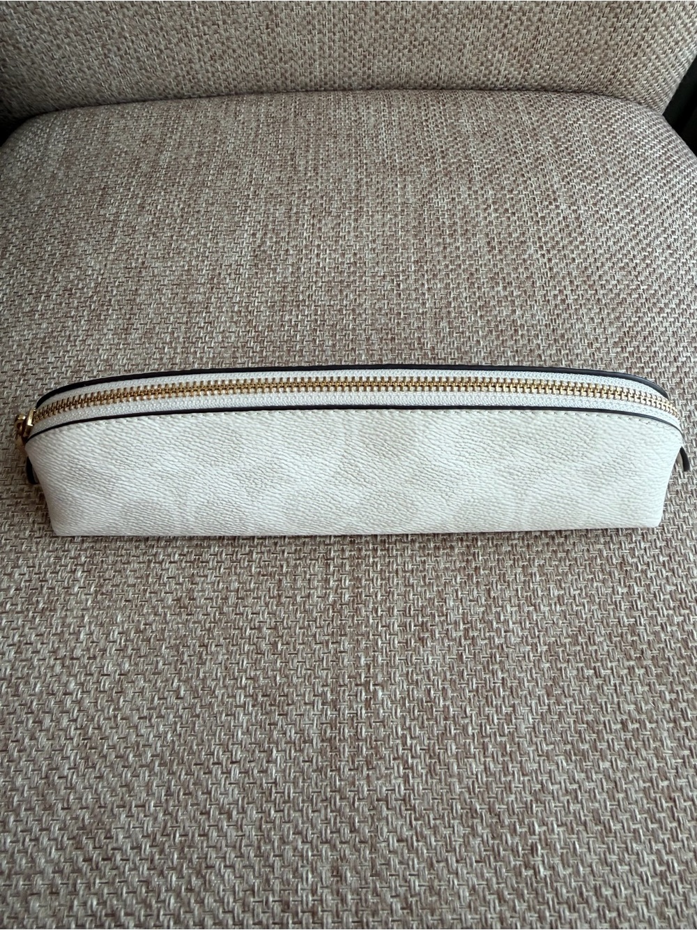 Coach Chalk Leather Zip Pencil Case with Gold-Tone Hardware 2 callouts